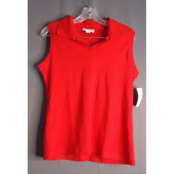 Northern Isles Collard Sleeveless V-neck Polo Womens Size Small Red New - Picture 2 of 9